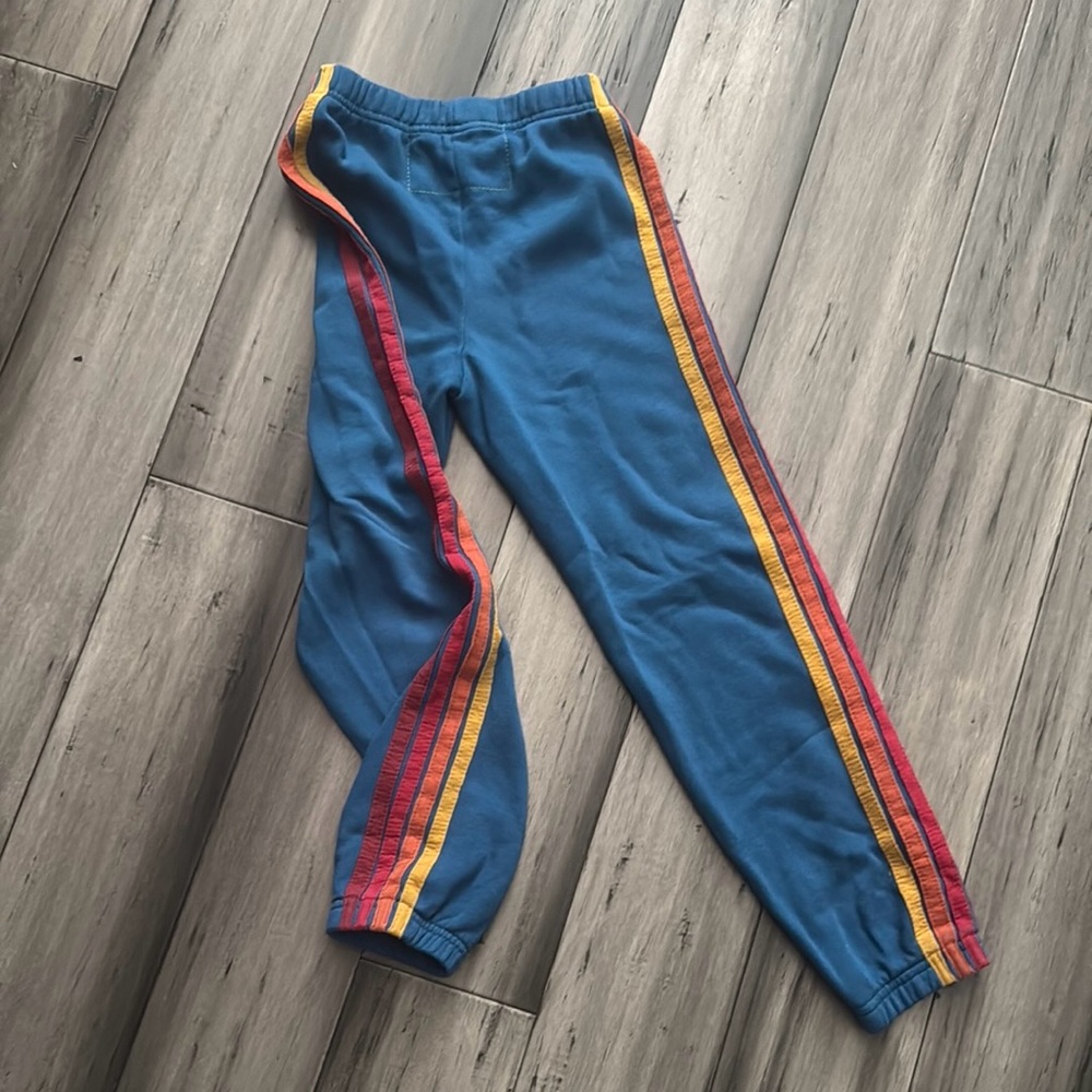 Aviator Nation Blue and Red Sweatpants with Retro Stripes